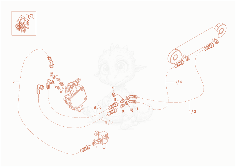 Exploded parts diagram of the TILT CYLINDER OPERATION of a Wacker Neuson DW100, with numbered balloons