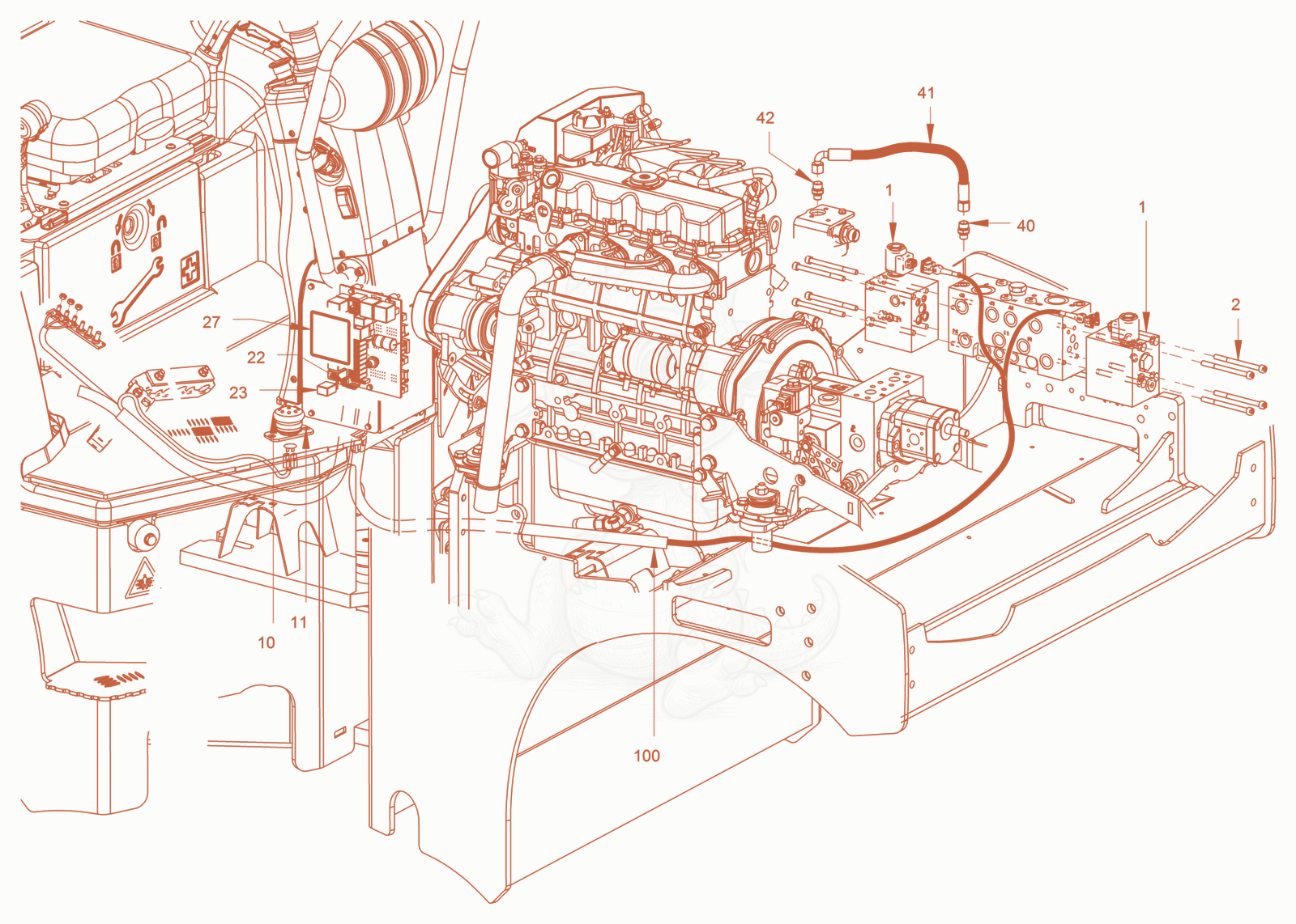 Exploded parts diagram of the all-wheel lock of a Wacker Neuson RD40-130O, with numbered balloons