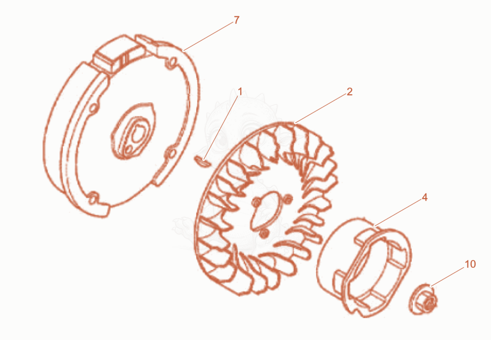 Exploded parts diagram of the Fly Wheel of a Wacker Neuson BRS90, with numbered balloons