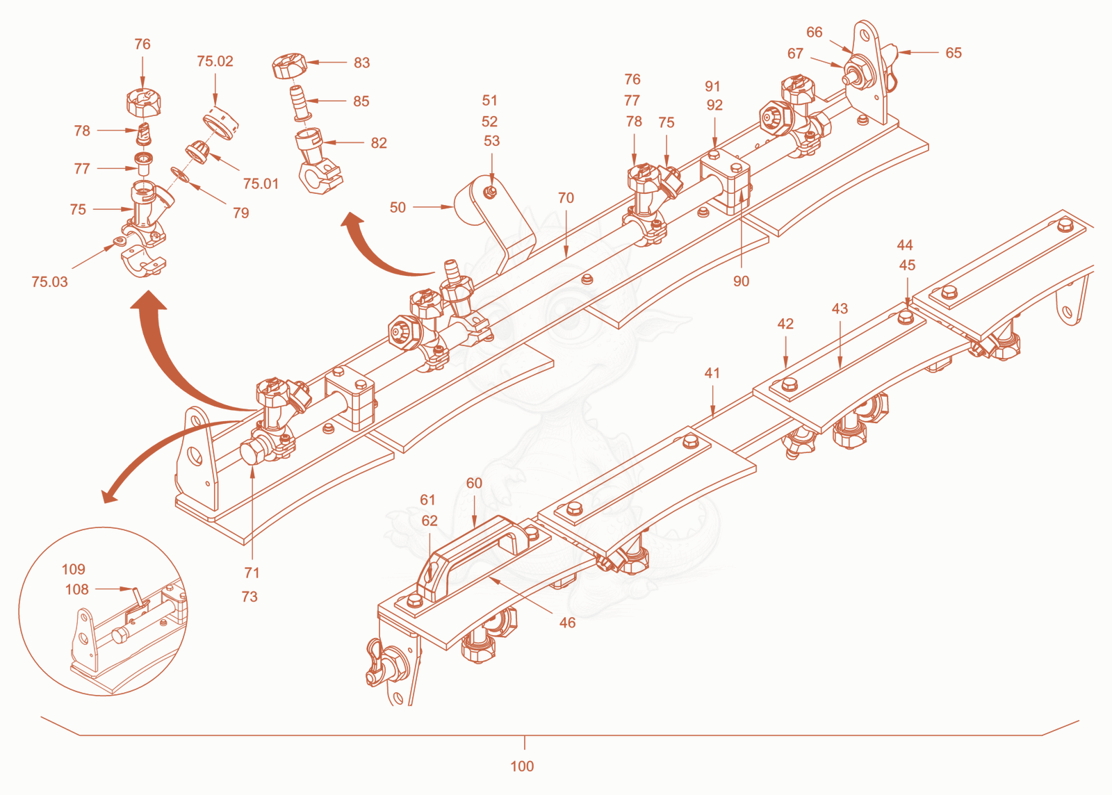 Exploded parts diagram of the additive sprinkling of a Wacker Neuson RD24-100CE, with numbered balloons
