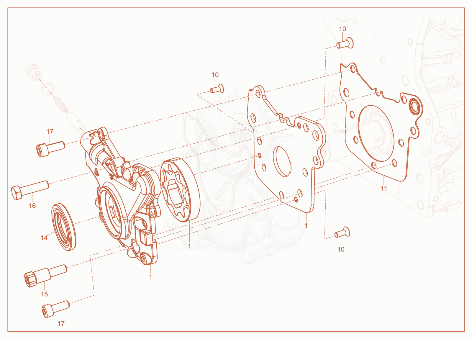 Exploded parts diagram of the Oil Pump of a Wacker Neuson RTLX-SC3, with numbered balloons