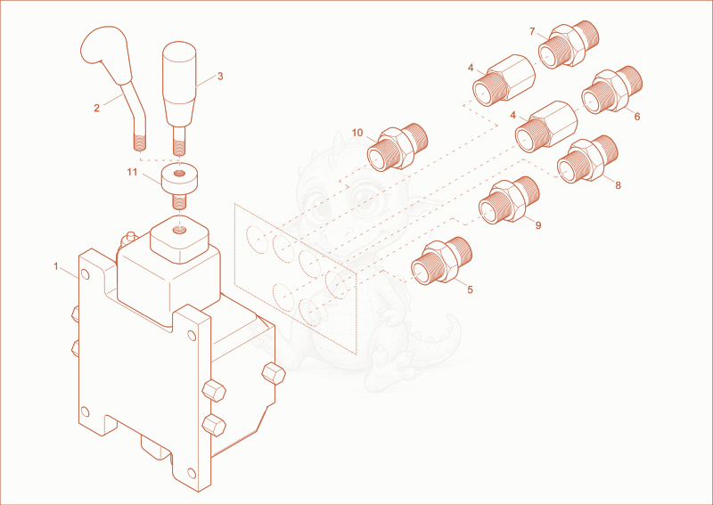 Exploded parts diagram of the operating valve 1 of a Wacker Neuson 2001, with numbered balloons