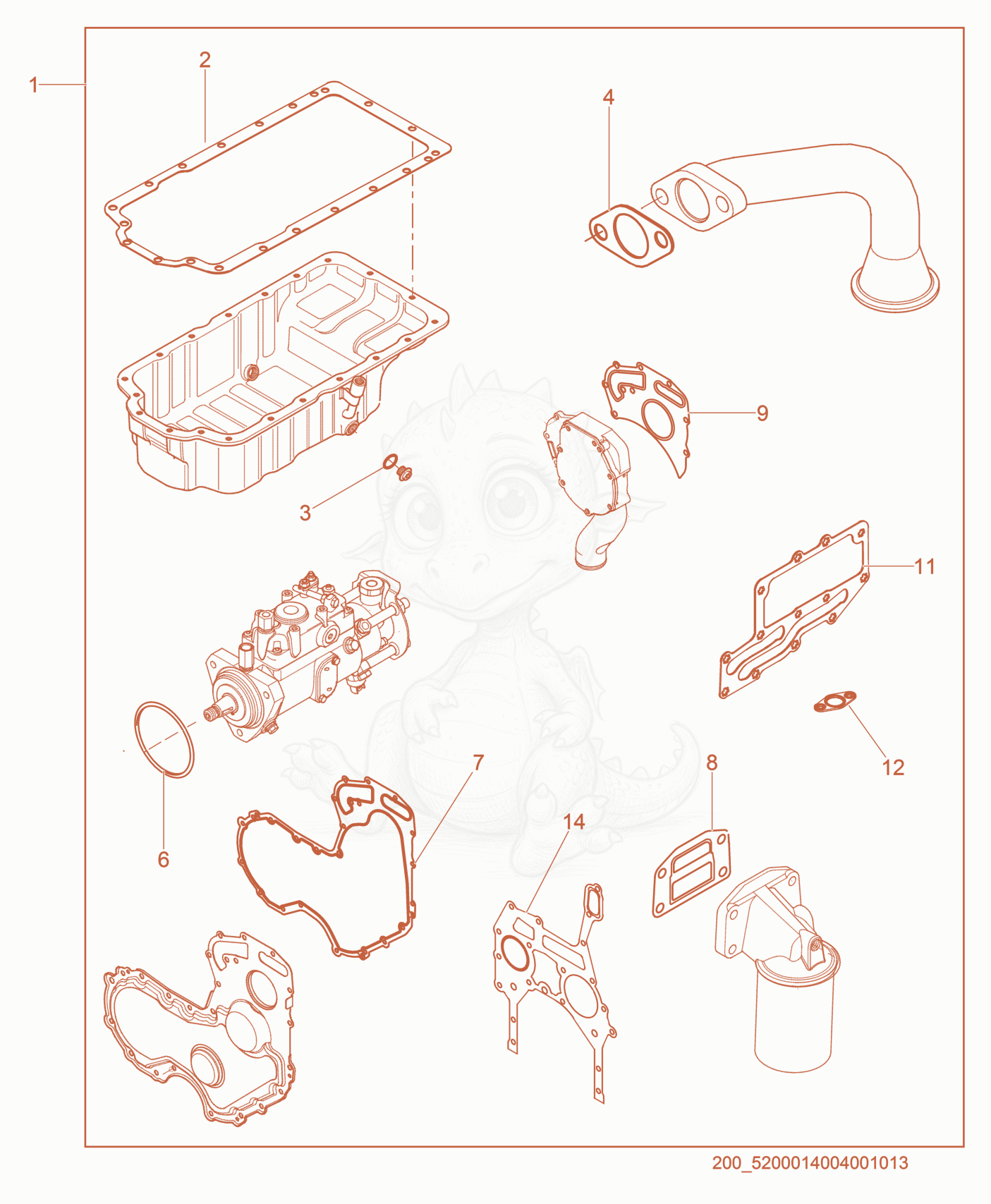 Exploded parts diagram of the Gasket Set-Lower of a Wacker Neuson G95, with numbered balloons