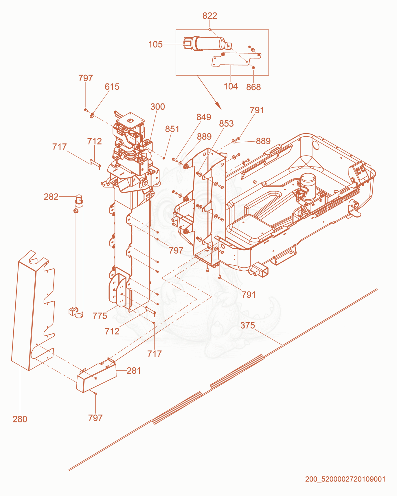 Exploded parts diagram of the Tower cpl. of a Wacker Neuson LTN6L-V, with numbered balloons