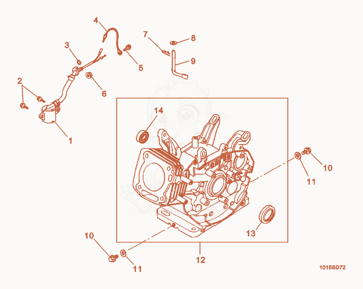 Exploded parts diagram of the Engine Block of a Wacker Neuson G3.3AE, with numbered balloons