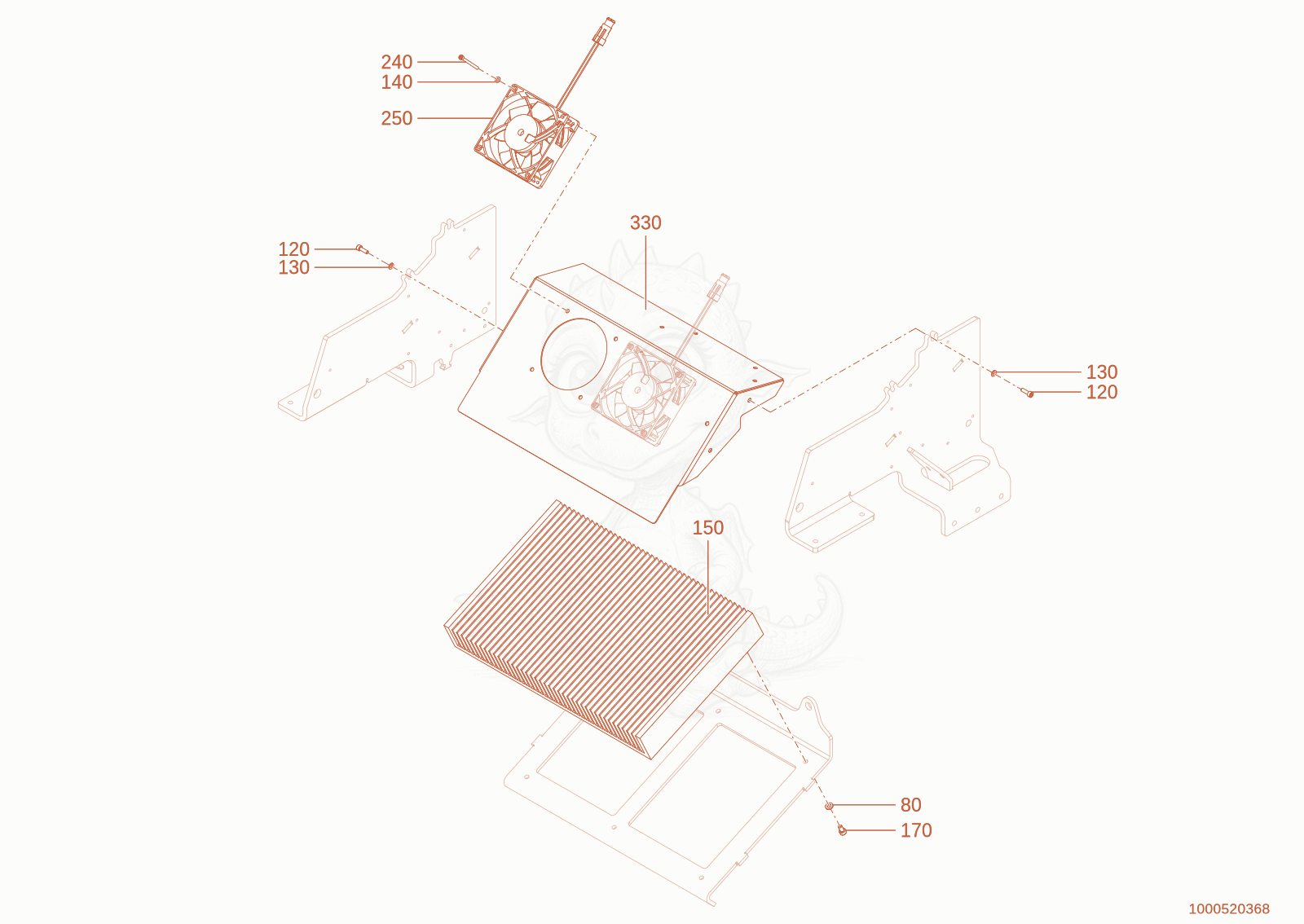 Exploded parts diagram of the cooling of a Wacker Neuson WL28E(A10-01), with numbered balloons
