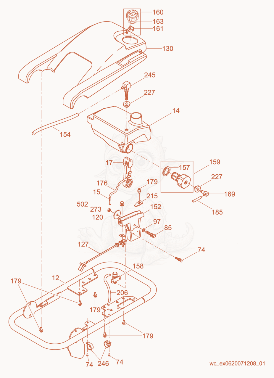 Exploded parts diagram of the Guide Handle cpl.-EU of a Wacker Neuson BS60-4SEU, with numbered balloons