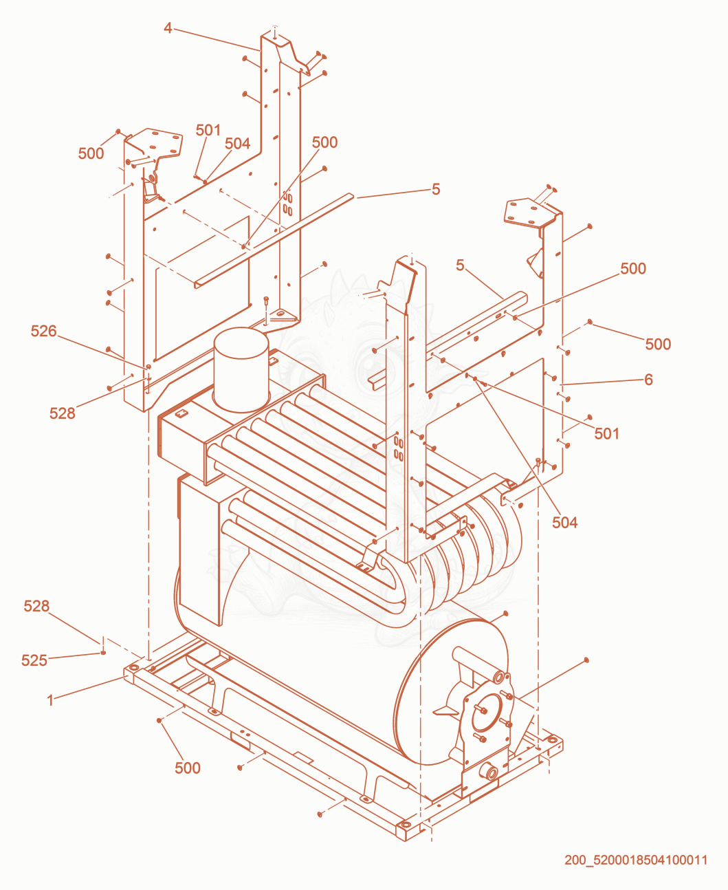 Exploded parts diagram of the Heater/Brackets (2) of a Wacker Neuson HI260, with numbered balloons