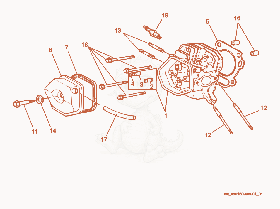 Exploded parts diagram of the Cylinder Head/Cover of a Wacker Neuson GPS6600A, with numbered balloons