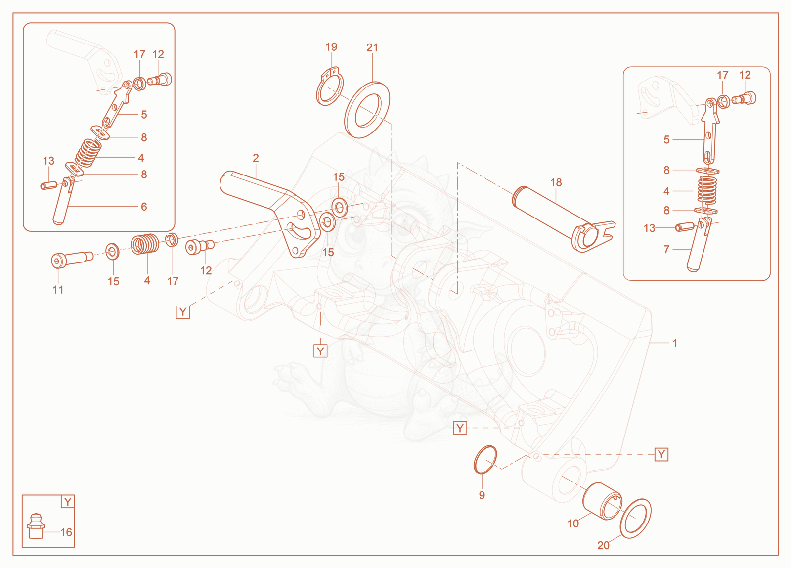 Exploded parts diagram of the Coupler of a Wacker Neuson SM100, with numbered balloons