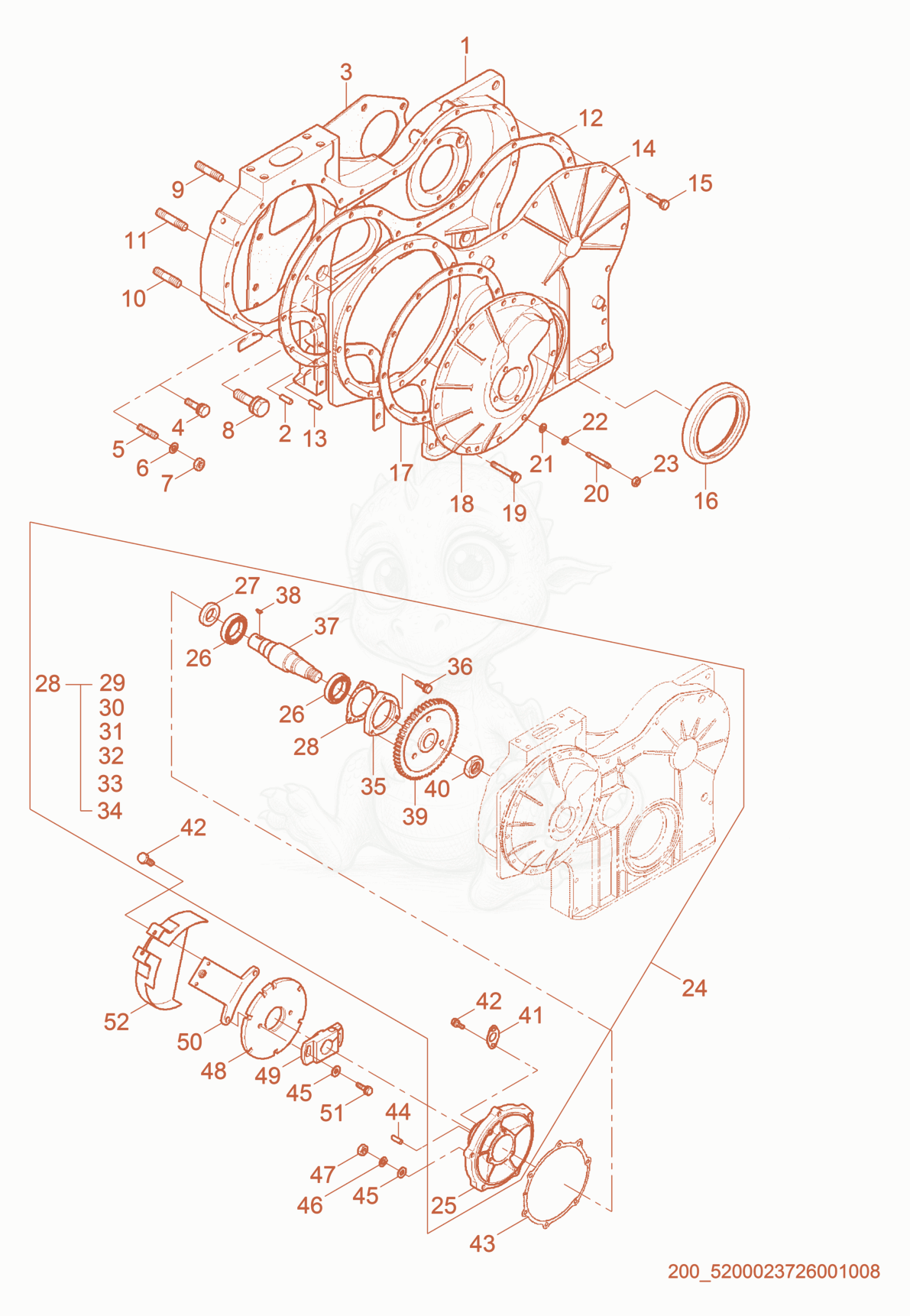 Exploded parts diagram of the Injection Pump of a Wacker Neuson GN165, with numbered balloons