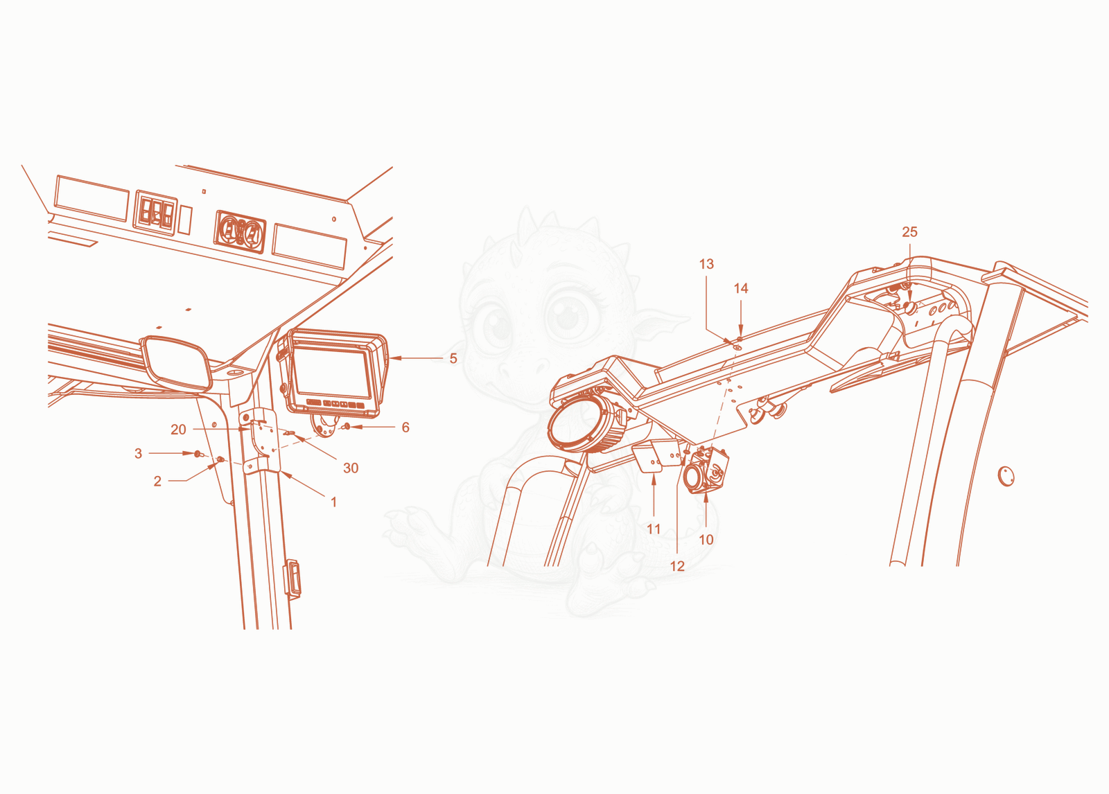 Exploded parts diagram of the camera of a Wacker Neuson RC70DPFROPS, with numbered balloons