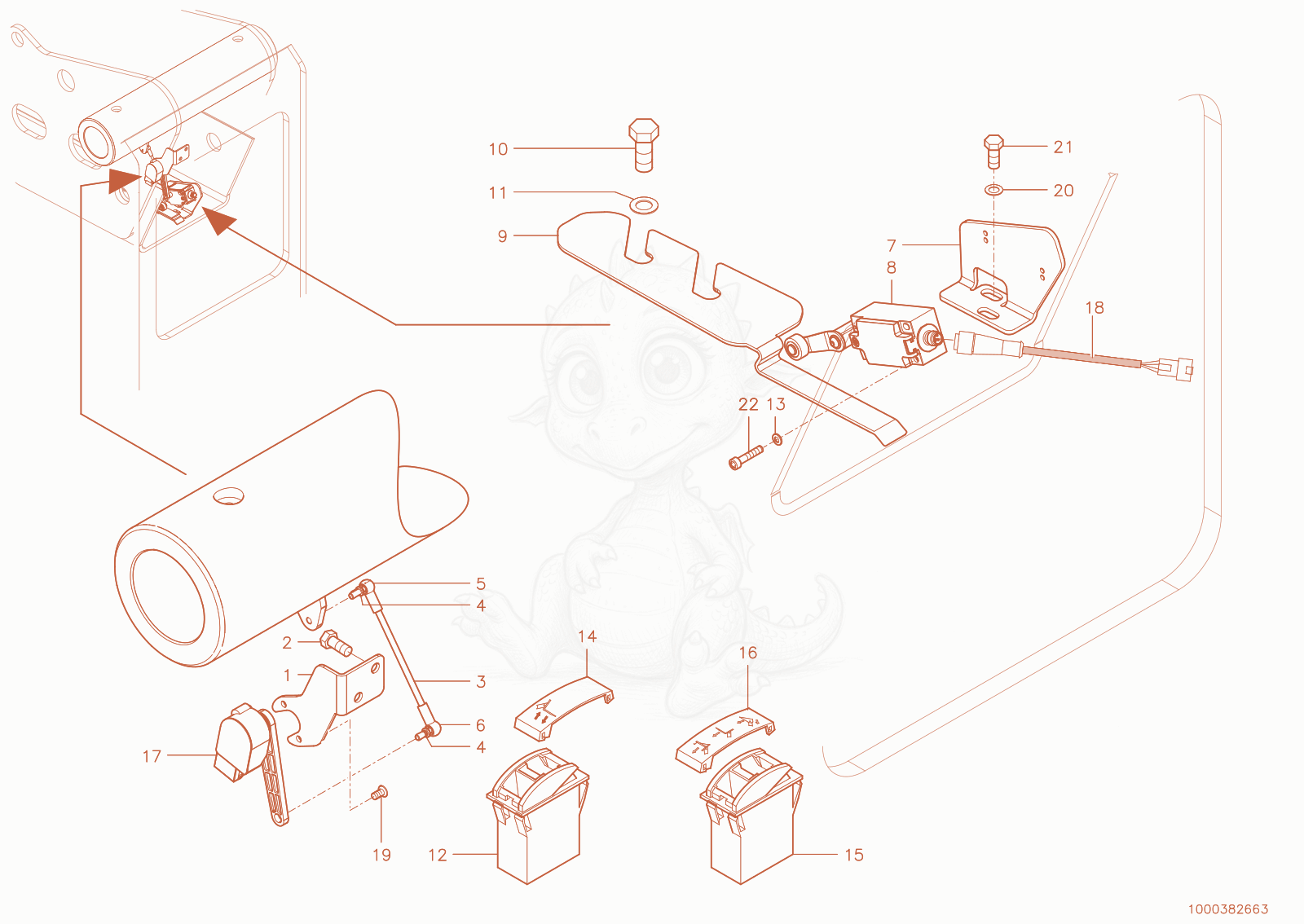 Exploded parts diagram of the Overload limit of a Wacker Neuson TH750(416-38), with numbered balloons