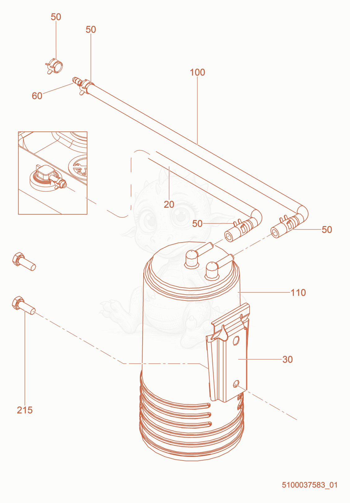 Exploded parts diagram of the Canister & Piping of a Wacker Neuson GPS9700, with numbered balloons