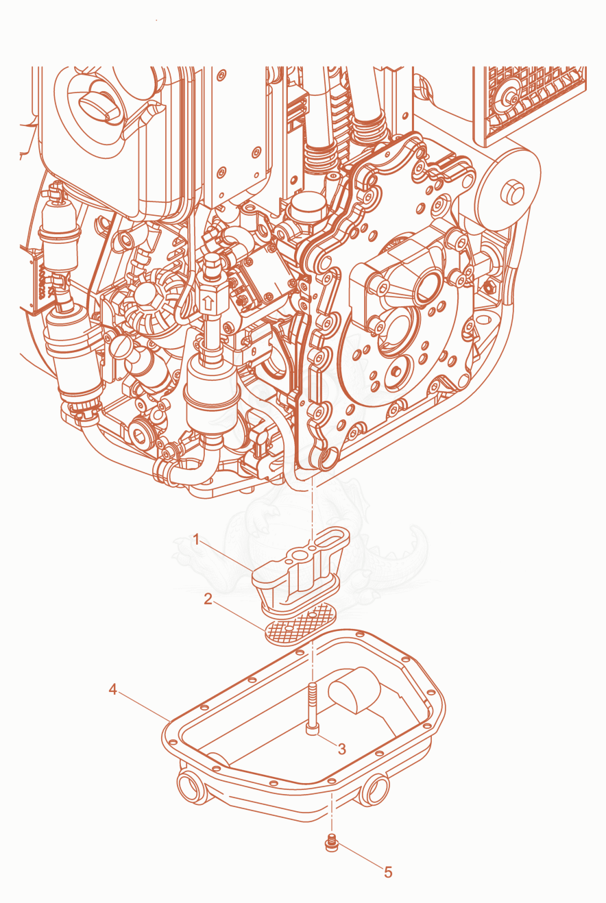 Exploded parts diagram of the Oil pan of a Wacker Neuson DPU6555HEHAPN, with numbered balloons