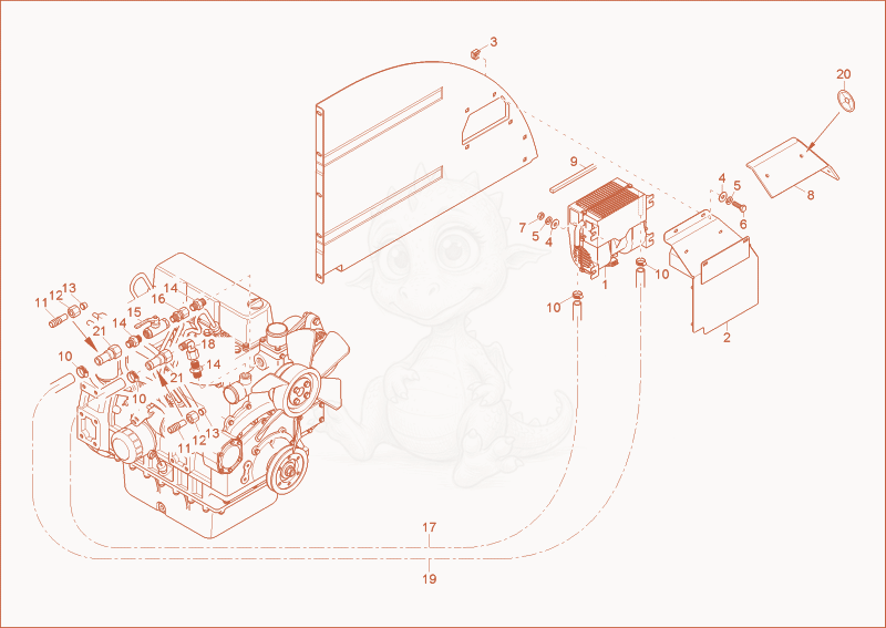 Exploded parts diagram of the heating of a Wacker Neuson 3503RD, with numbered balloons