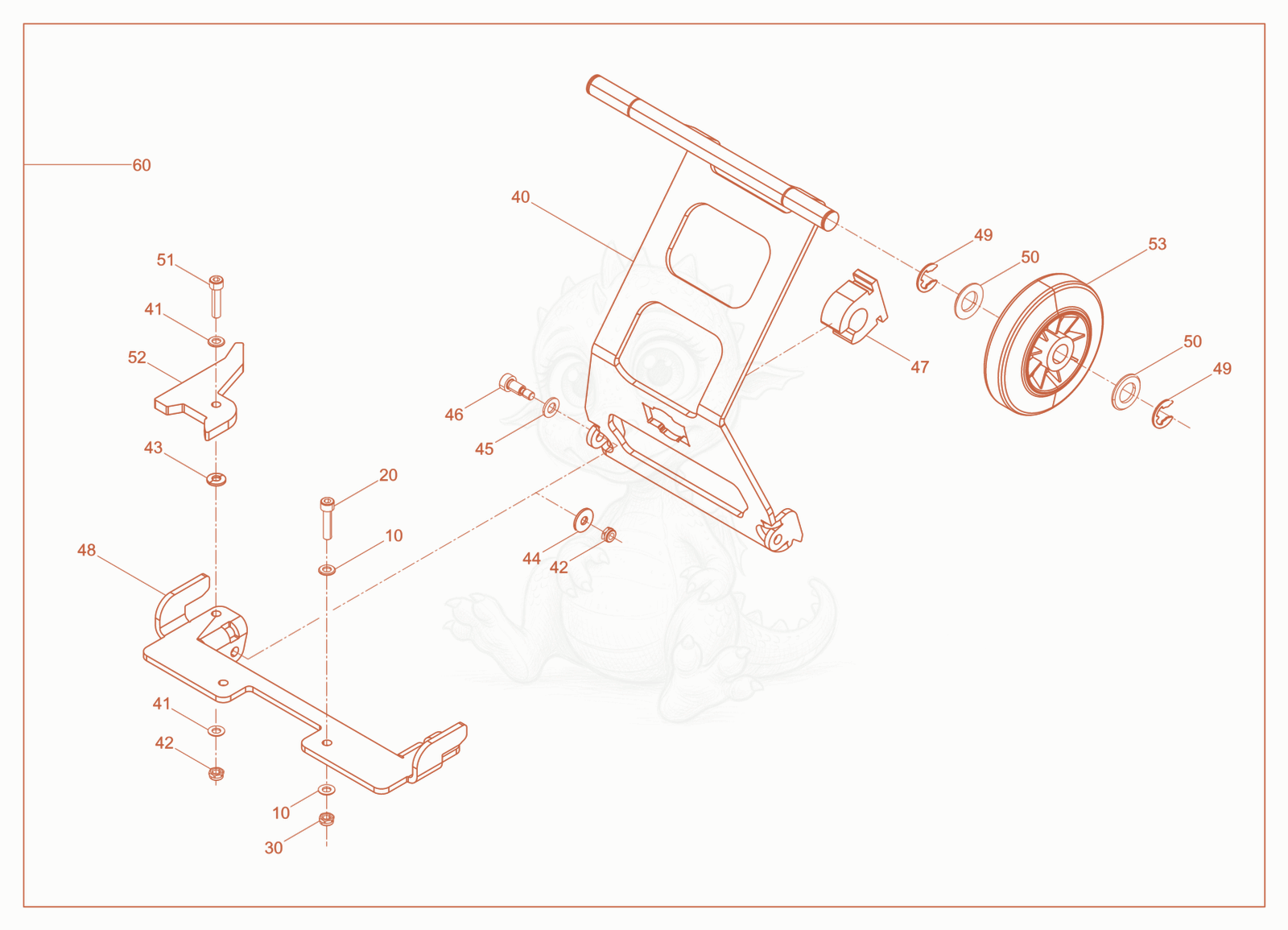 Exploded parts diagram of the Trolley cpl.BPS/APS/DPS1550,2050 of a Wacker Neuson XPSKMAT, with numbered balloons