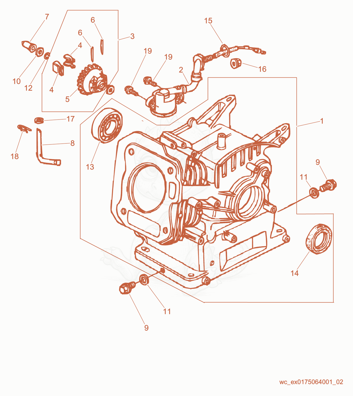 Exploded parts diagram of the Engine Block of a Wacker Neuson CT24-4A, with numbered balloons