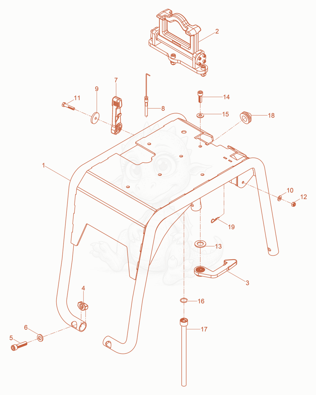 Despiece del Protective Frame cpl. de una máquina Wacker Neuson DPU3050HWUSARMY, con globos numerados