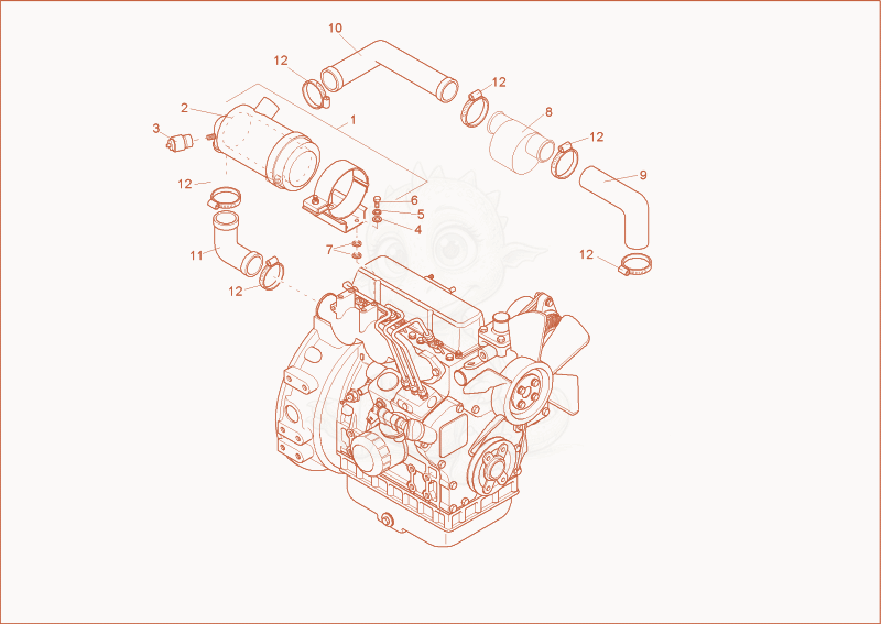 Exploded parts diagram of the air cleaner of a Wacker Neuson TD18, with numbered balloons