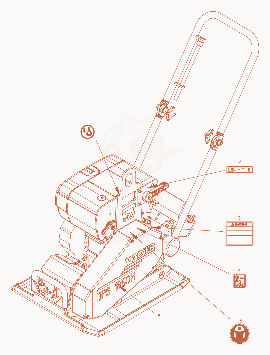 Despiece del Labels de una máquina Wacker Neuson DPS1850HBASIC, con globos numerados