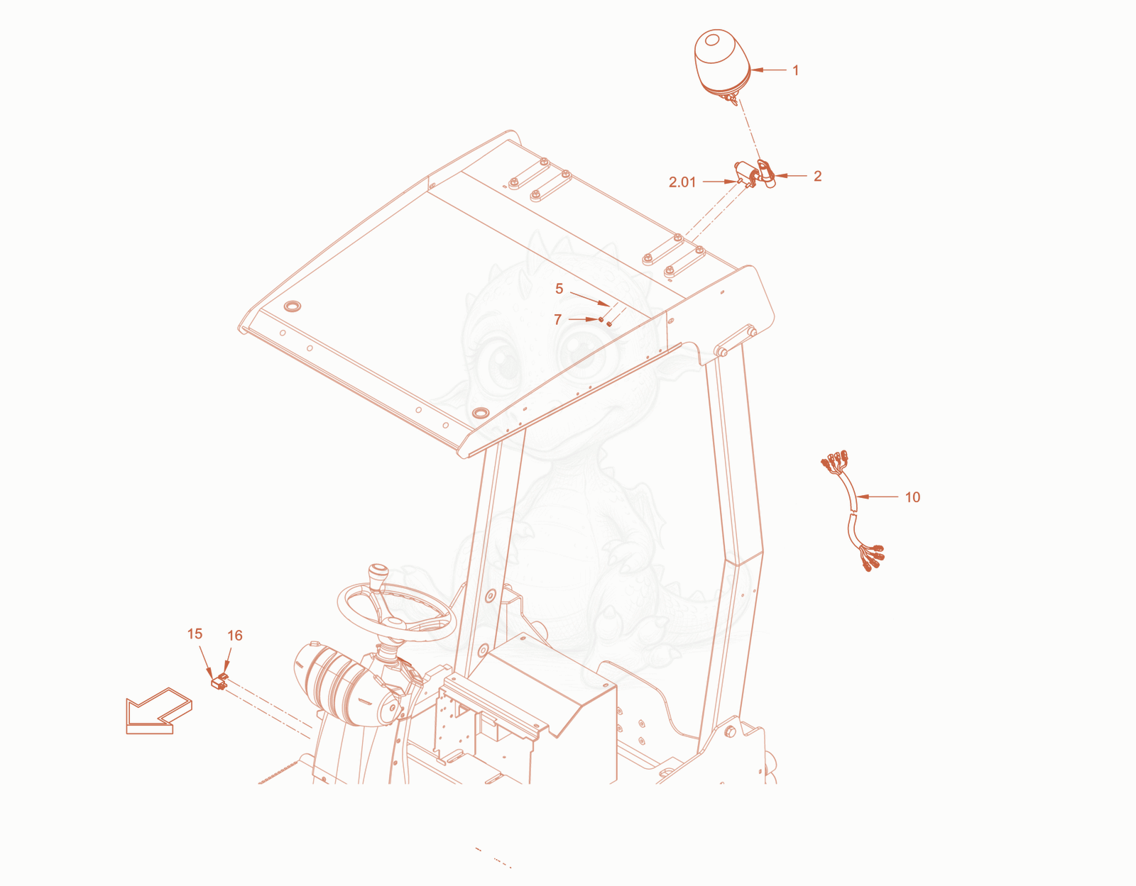 Exploded parts diagram of the rotary beacon of a Wacker Neuson RD28-120, with numbered balloons