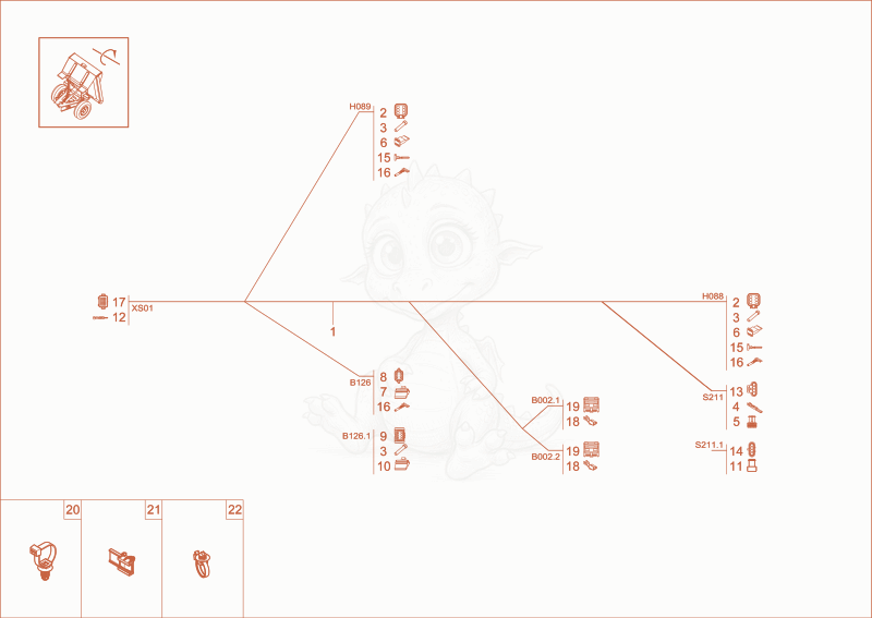 Exploded parts diagram of the wiring harness of a Wacker Neuson DW60-2, with numbered balloons