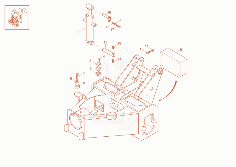 Despiece del FRONT PART CHÂSSIS de una máquina Wacker Neuson 1601, con globos numerados