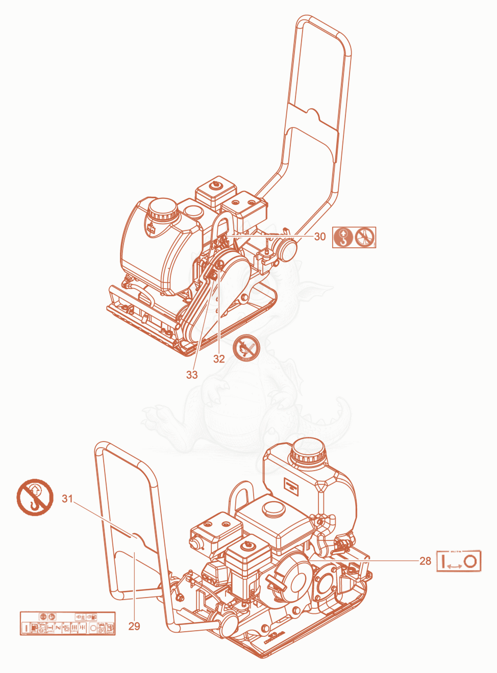 Exploded parts diagram of the Labels of a Wacker Neuson VP1550AW, with numbered balloons
