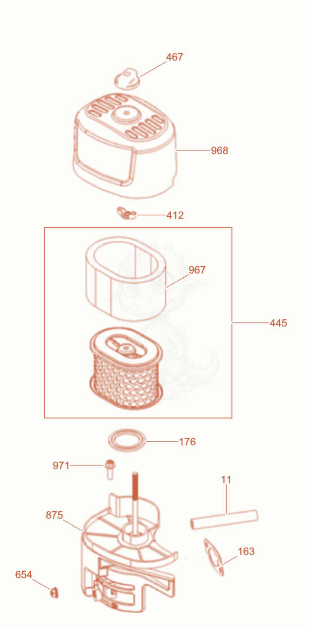 Exploded parts diagram of the Air Cleaner of a Wacker Neuson BPS1550BW, with numbered balloons