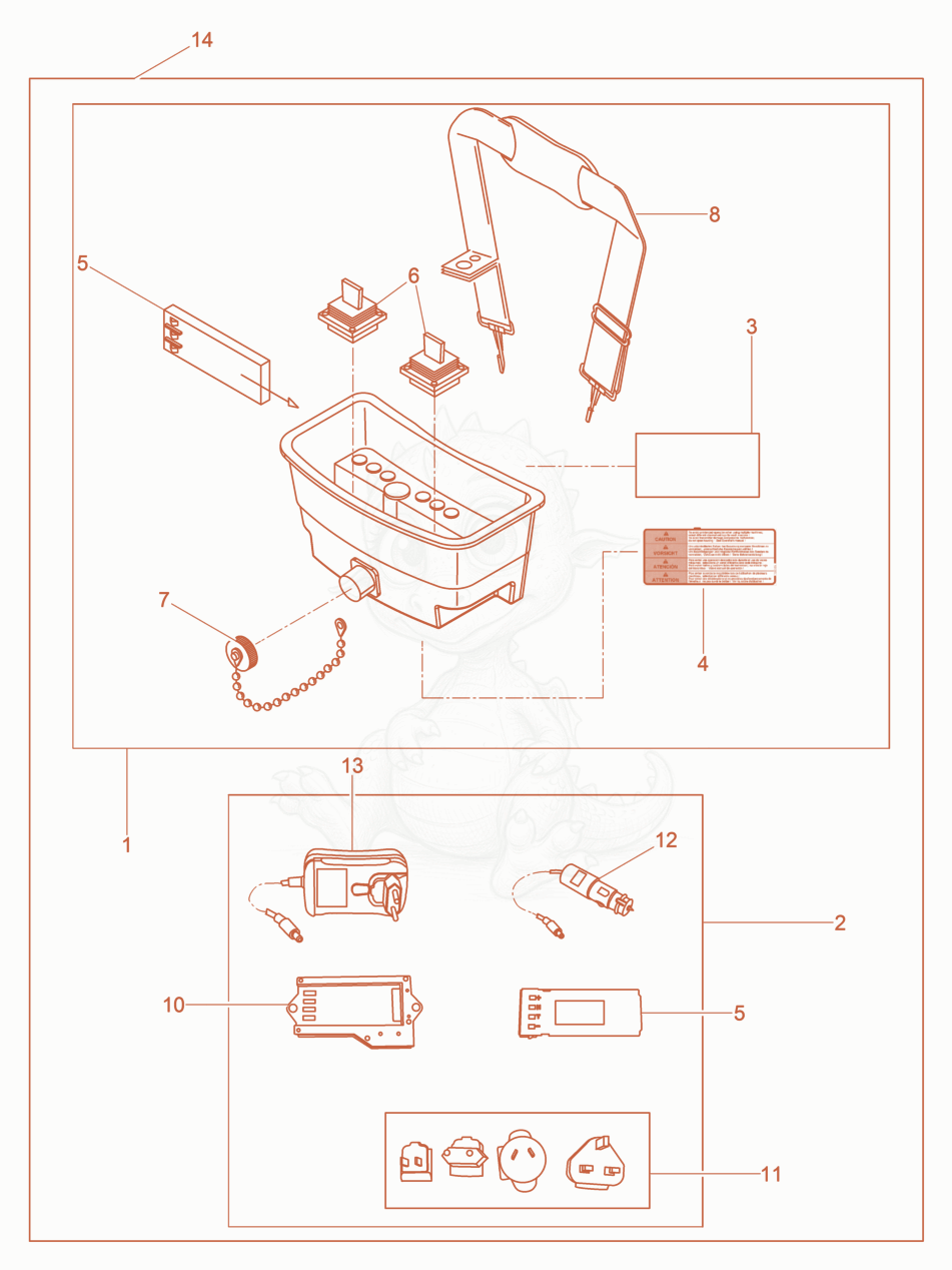 Exploded parts diagram of the Transmitter cpl. of a Wacker Neuson DPU100-70LES, with numbered balloons