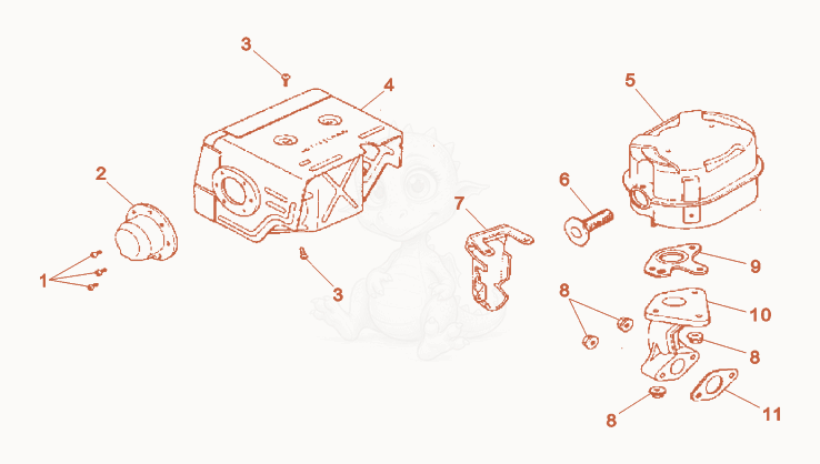 Exploded parts diagram of the Muffler of a Wacker Neuson RSS800A, with numbered balloons