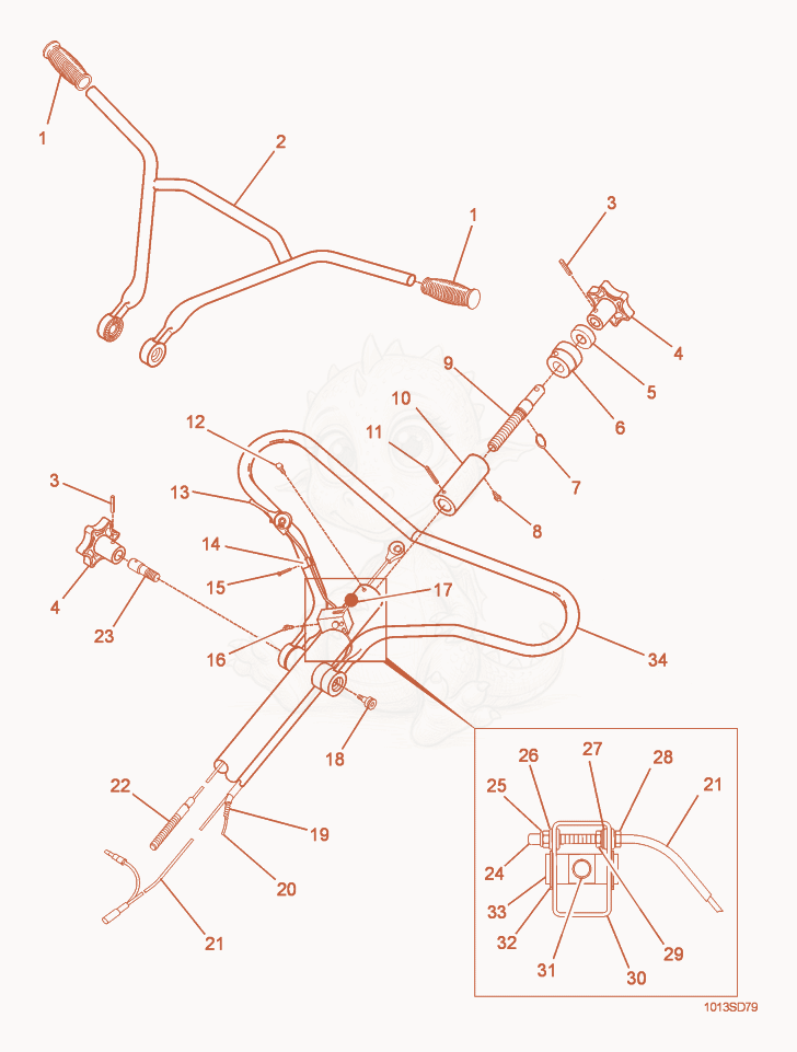 Exploded parts diagram of the Upper Handle of a Wacker Neuson CT48AVT, with numbered balloons