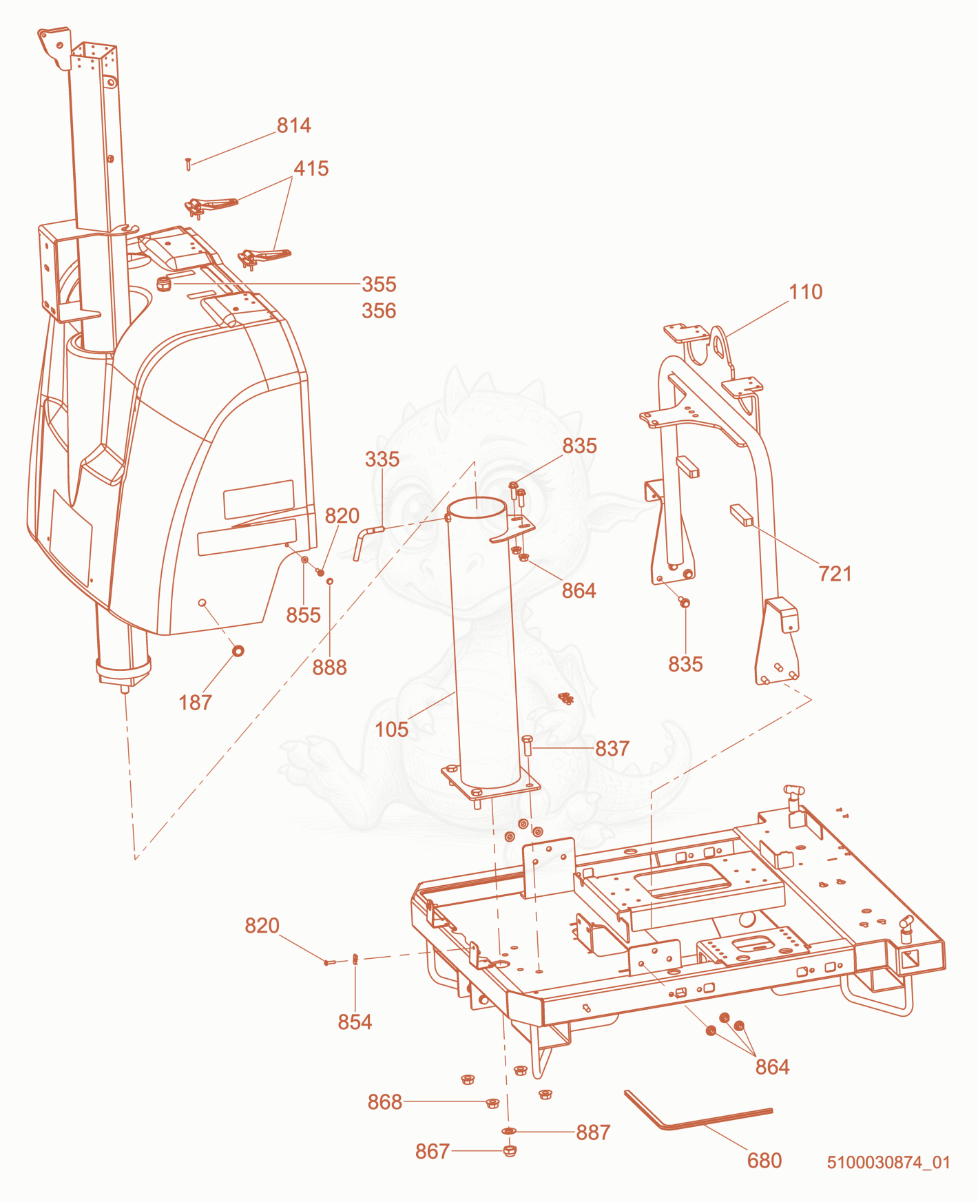 Exploded parts diagram of the Front Enclosure of a Wacker Neuson LTV6L, with numbered balloons