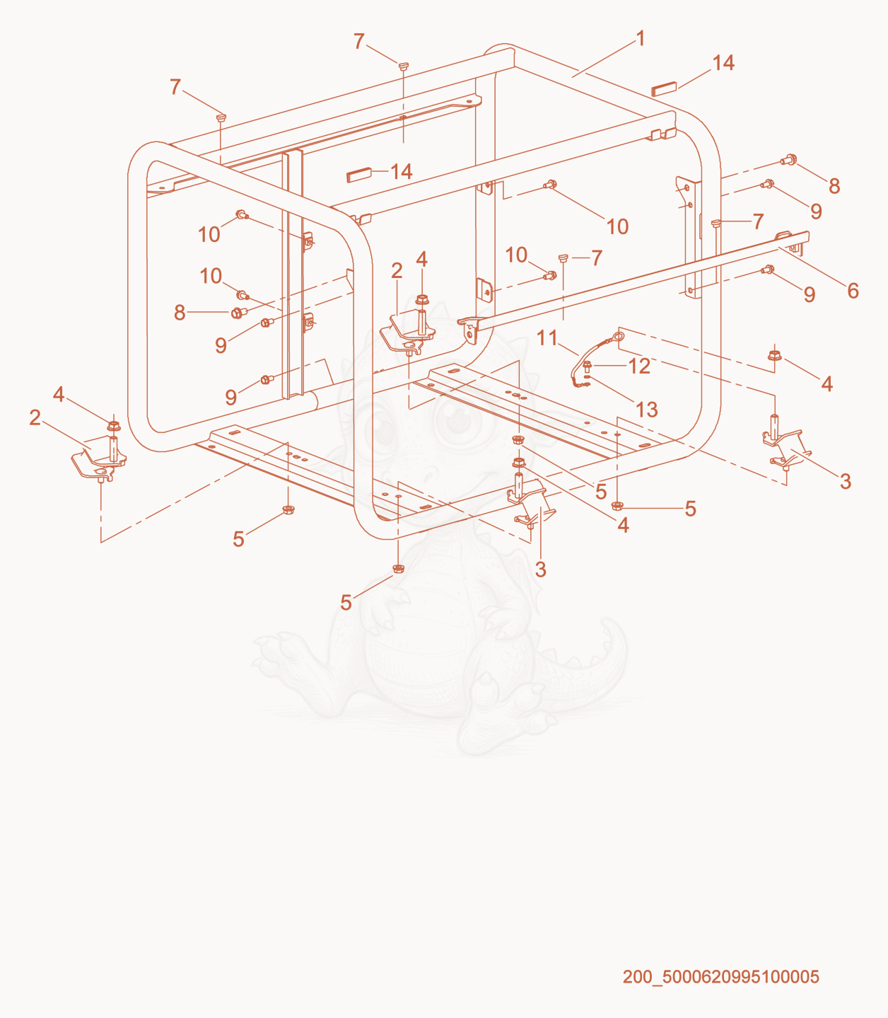 Exploded parts diagram of the Frame cpl. of a Wacker Neuson GV5600, with numbered balloons