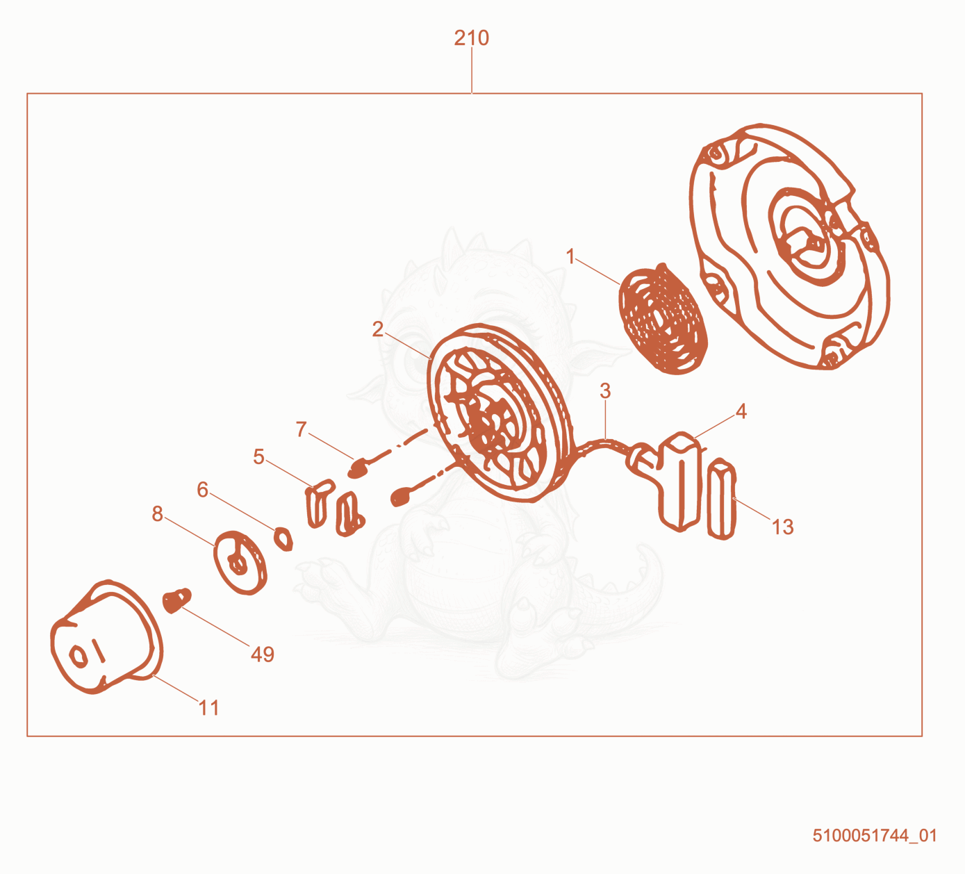 Exploded parts diagram of the Starter cpl. of a Wacker Neuson CT36-6, with numbered balloons