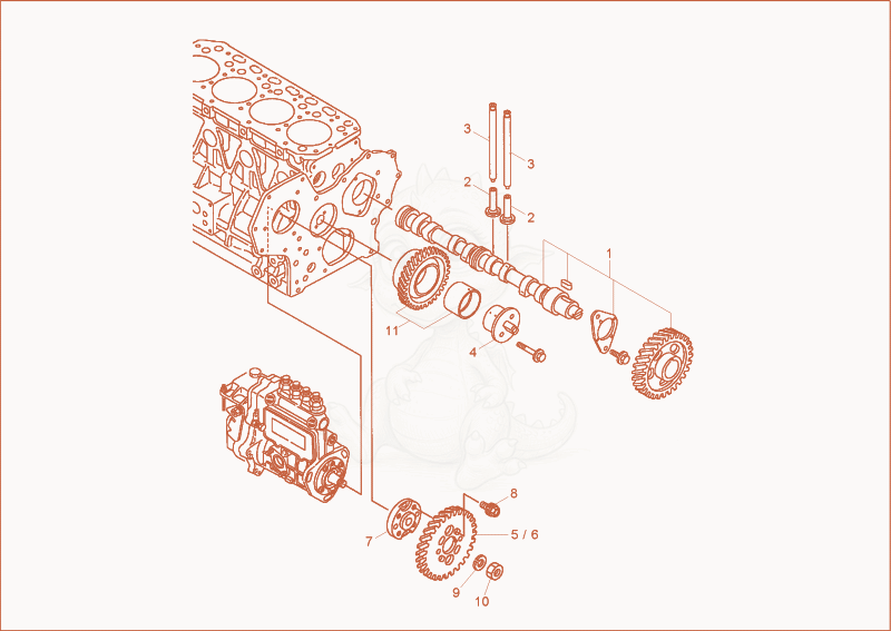 Exploded parts diagram of the CAMSHAFT of a Wacker Neuson 3402RDFORCE, with numbered balloons