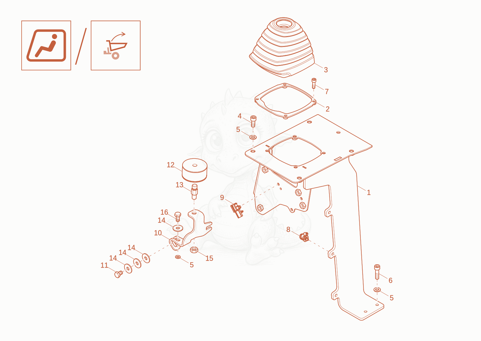 Exploded parts diagram of the control bracket (Option) of a Wacker Neuson DW60-3, with numbered balloons