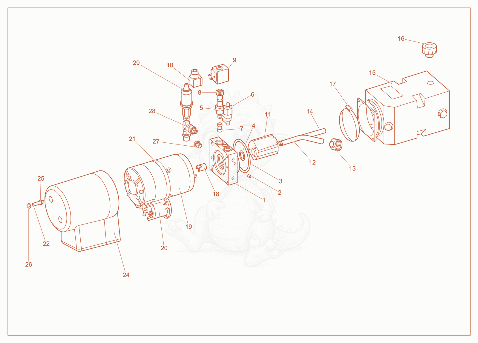Exploded parts diagram of the Hydraulic Unit of a Wacker Neuson LTE4K, with numbered balloons