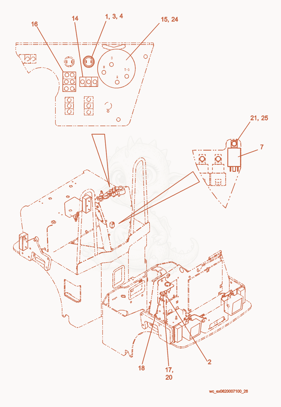 Exploded parts diagram of the Light Assembly (1) of a Wacker Neuson RD27-120, with numbered balloons