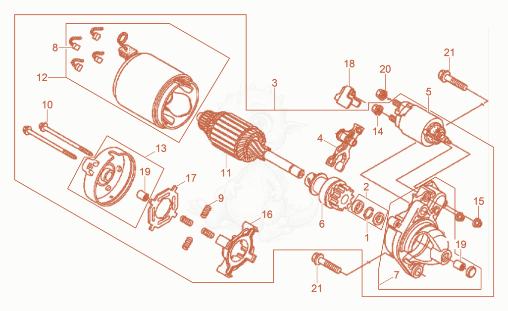 Exploded parts diagram of the Starter of a Wacker Neuson GS12AI, with numbered balloons