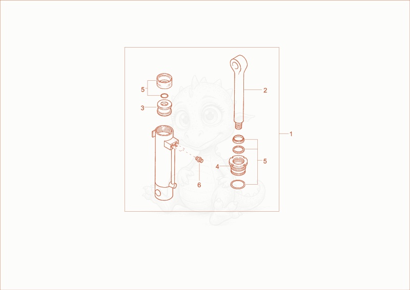 Exploded parts diagram of the tilt ram of a Wacker Neuson 3602RDFORCE, with numbered balloons