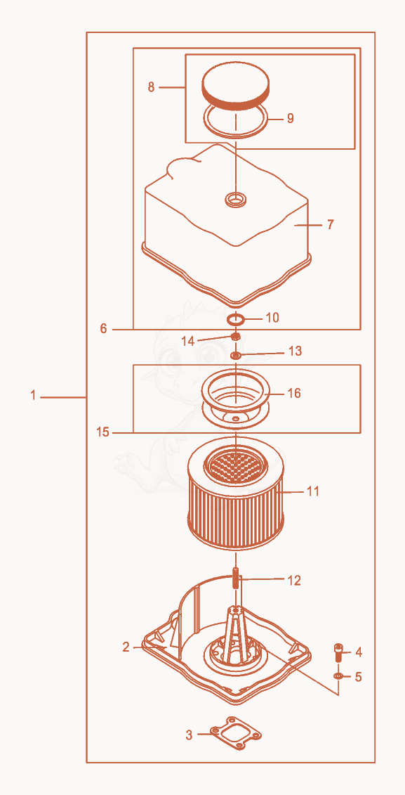 Exploded parts diagram of the Air Filter-dry cpl. of a Wacker Neuson DPU7060SC, with numbered balloons