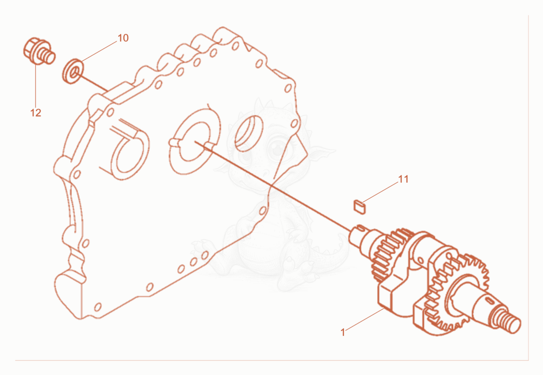 Exploded parts diagram of the Crankshaft of a Wacker Neuson DPU40YEHEU, with numbered balloons