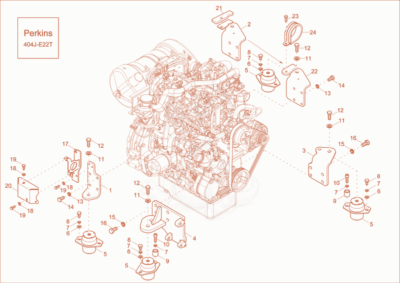 Exploded parts diagram of the ENGINE BEDDING (Option) of a Wacker Neuson EZ80, with numbered balloons