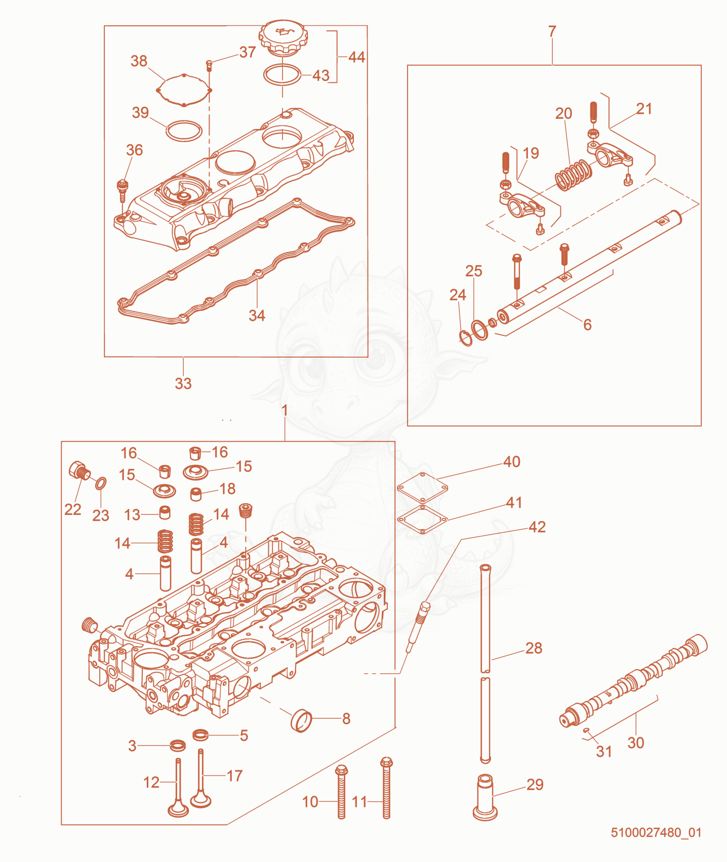 Exploded parts diagram of the Cylinder Cpl. of a Wacker Neuson G50, with numbered balloons