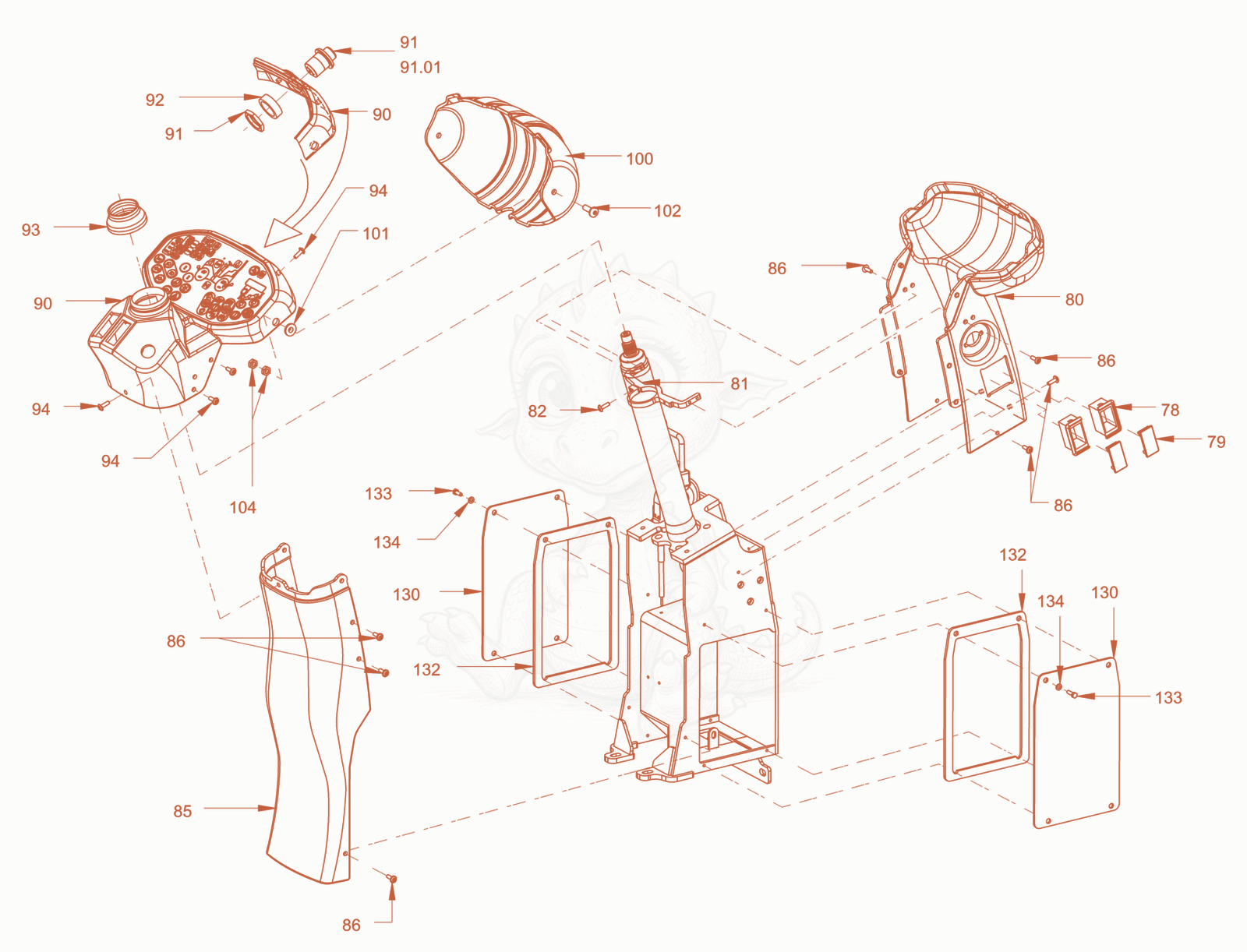 Exploded parts diagram of the Canopies and covers of a Wacker Neuson RD45-140C, with numbered balloons