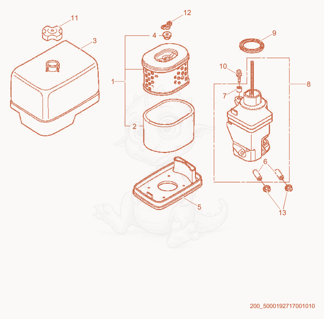 Exploded parts diagram of the Air Cleaner cpl. of a Wacker Neuson CT48-11A, with numbered balloons