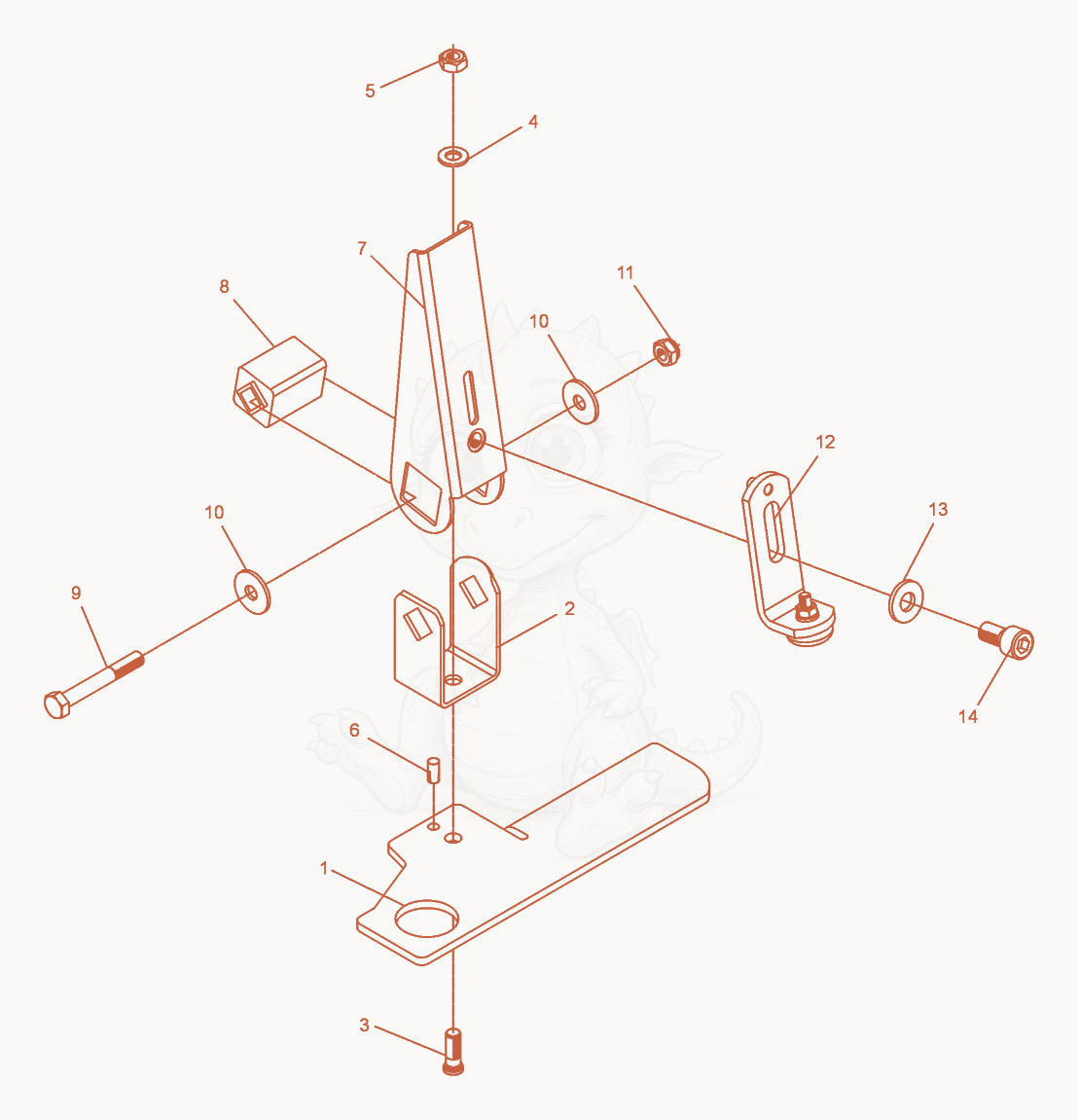 Despiece del Crank Holder cpl. de una máquina Wacker Neuson DPU6055, con globos numerados