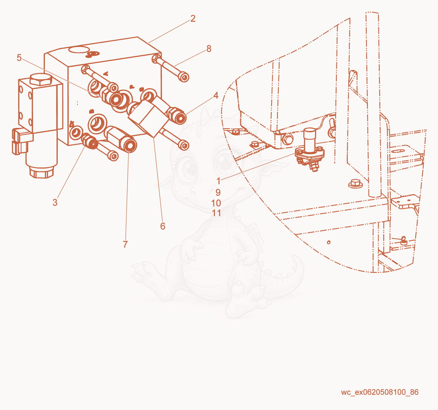 Exploded parts diagram of the Valve Divider of a Wacker Neuson RD27-120, with numbered balloons